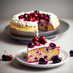 Sponge cake with cherry berries