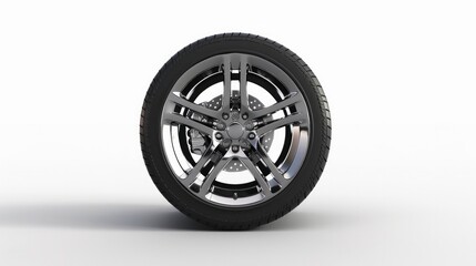 Obraz premium A car wheel is depicted on a white background.
