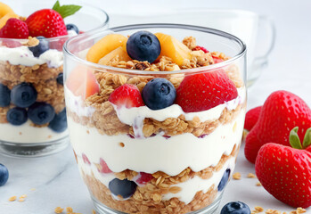 Trifle dessert with fresh berries