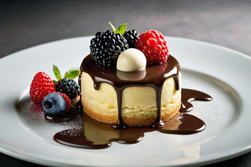 Cottage cheese cake with chocolate and berries