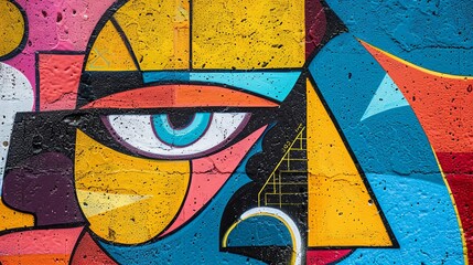 Naklejka premium Abstract Geometric Street Art Exploration