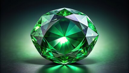 Green gemstone with hyperrealistic details and isolated on a background