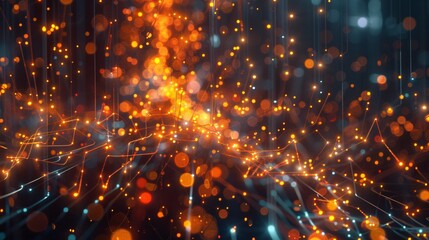 Fototapeta premium AI composing a digital symphony, visualized as glowing circuits and data streams