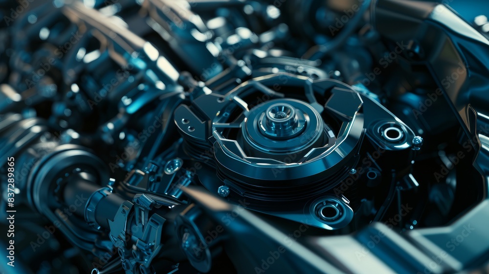 Aufkleber a fragment of the engine is depicted for an auto concept design background.