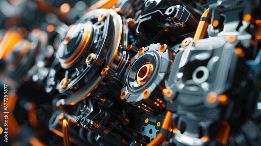 Poster a fragment of the engine is depicted for an auto concept design background.