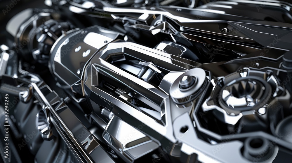 Poster a fragment of the engine is depicted for an auto concept design background.