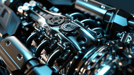 A fragment of the engine is depicted for an auto concept design background.