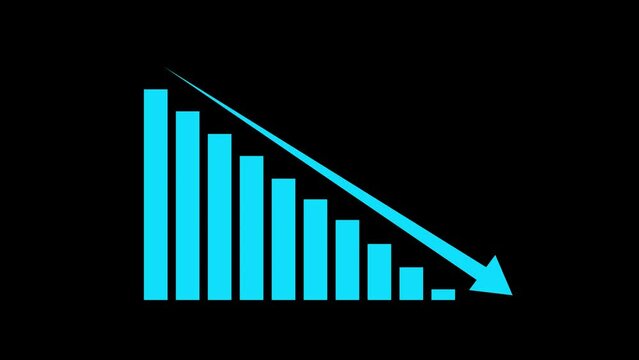  Animated down graph icon designed in flat icon style, business or finance concept icon. Finance, Business Info graphic animation, Bar graph.