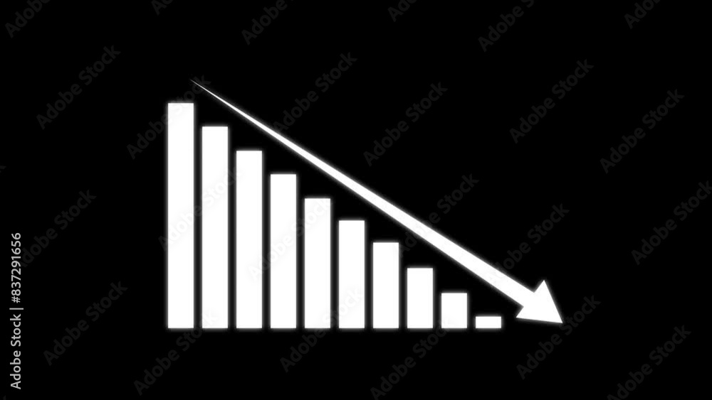 Poster abstract decreasing business graph chart animation background. bad economy recession graph chart cha