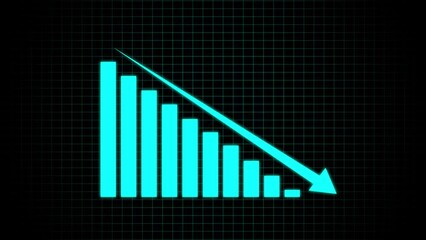 Abstract decreasing business graph chart animation background. Bad Economy Recession Graph Chart Chalkboard Style.