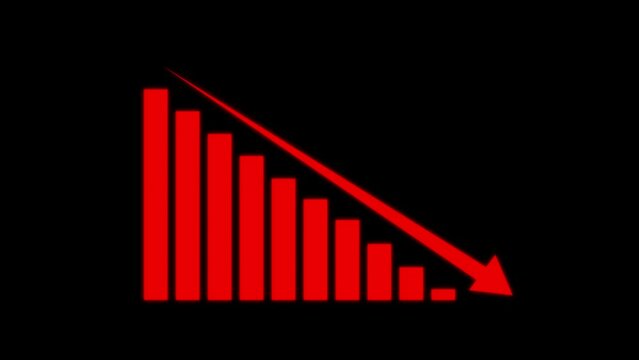  Animated down graph icon designed in flat icon style, business or finance concept icon. Finance, Business Info graphic animation, Bar graph.