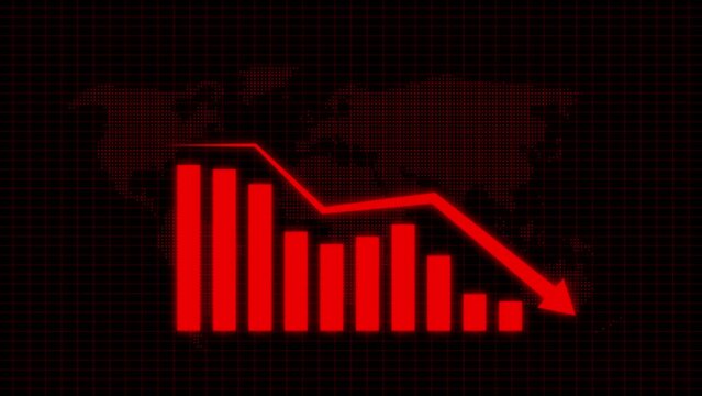  Animated down graph icon designed in flat icon style, business or finance concept icon. Finance, Business Info graphic animation, Bar graph.
