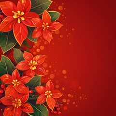 Red poinsettia flowers background image