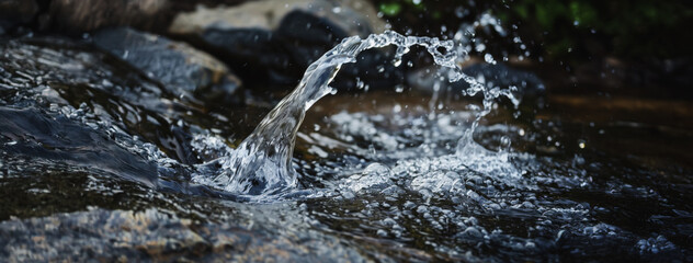 Water splash over rocks