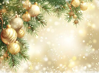 Christmas tree branch decorated with Christmas ornaments