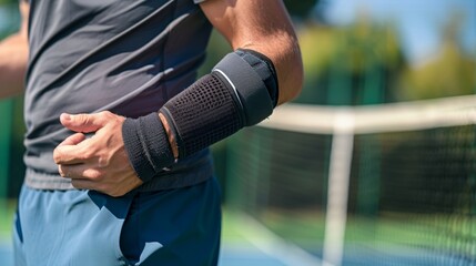 Tennis elbow pain management, manifested by elbow brace usage