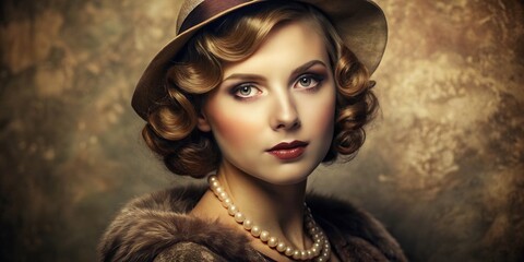 Elegant sepia portrait of a young woman with vintage style and sophistication