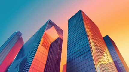 Abstract architectural shapes with gradient backgrounds