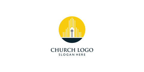 Simple church logo design with unique concept, Premium vector