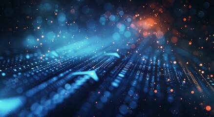 Obraz premium Abstract Blue Light Streaks and Glowing Particles