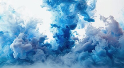 Fototapeta premium Blue And White Ink Swirling In Water