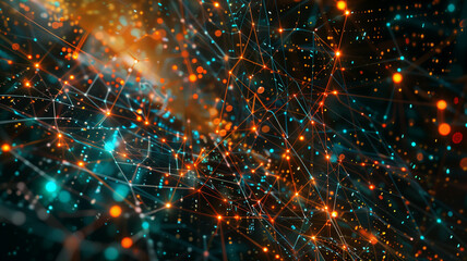 Obraz premium A digital landscape filled with dynamic graphs and algorithmic patterns, suitable for showcasing the intricacies