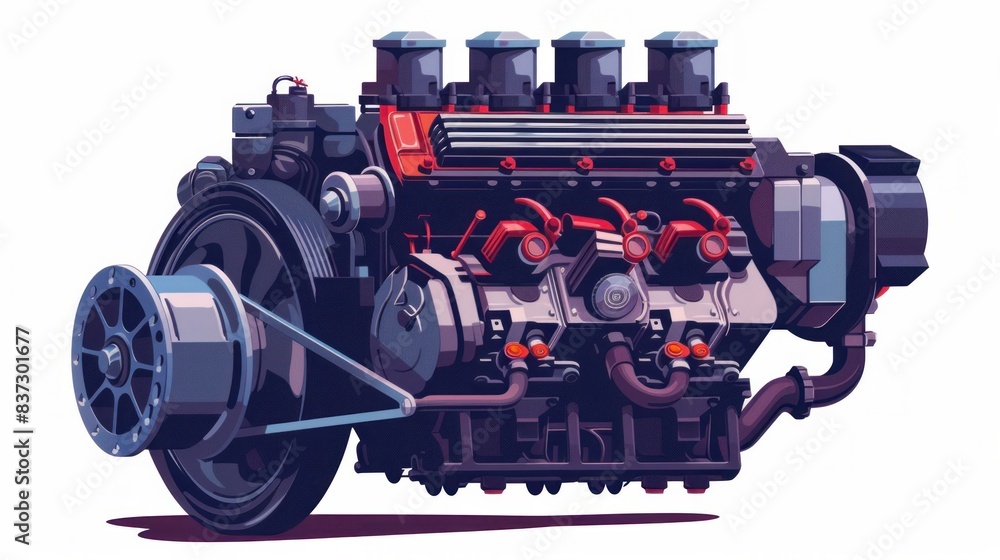 Poster an isolated vector image portrays a power car engine.