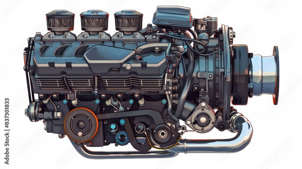 Poster an isolated vector image portrays a power car engine.