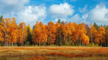 Fototapeta premium autumn landscape with trees and sky