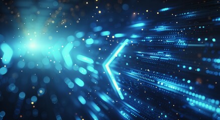 Obraz premium Abstract Digital Tunnel With Glowing Blue Lights and Data Streaks