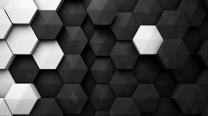 Obraz premium Black and white honeycomb hexagon mesh background