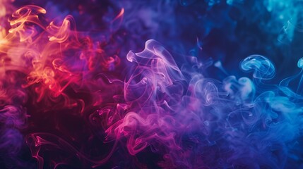Obraz premium multi-colored bright smoke developing effectively against a dark background. The vibrant colors of the smoke create a mesmerizing and mystical effect, making the image ideal for a screensaver or backg
