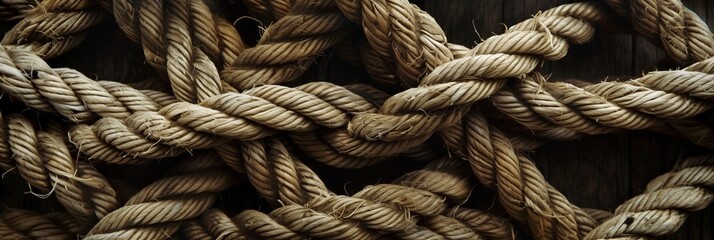 Tied Up Stress Knot of Rope or String, Pulled Tight. Banner