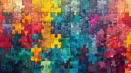 Colorful Puzzle Pieces Interlocking Together