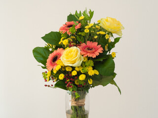 Bouquet of pink and yellow flowers