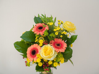 Bouquet of pink and yellow flowers