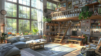 interior of loft living room