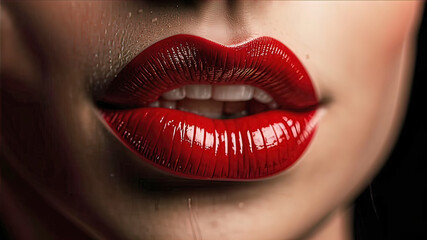 Obraz premium beautiful female lips, lips as fashionable beauty photography, photo for a fashion and beauty magazine