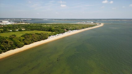 Aerial photo at Calshot Beach, Dorset, UK © Radd