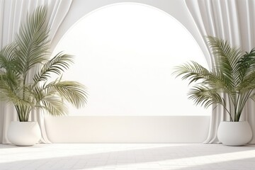 Fototapeta premium Minimalistic White Background with Potted Palms