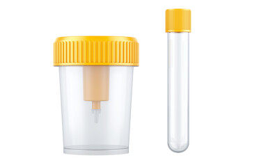Container for Urine with Vacuum Urine Tube. 3D rendering isolated on transparent background