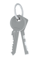 Keys on a keyring, 3D rendering isolated on transparent background