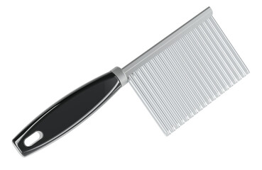 Wave slicer, stainless steel knife wavy. 3D rendering isolated on transparent background