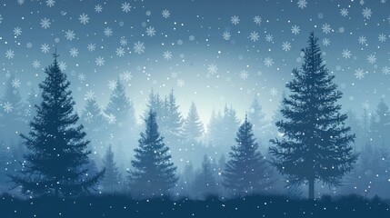 Snowy winter forest background.

