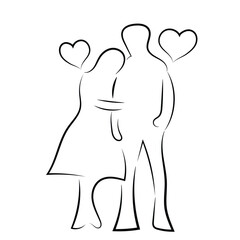 Sketch minimal couple in love drawing line art couple lovely drawn together line love concept with white ioslated background. Abstract,vector,illustration.