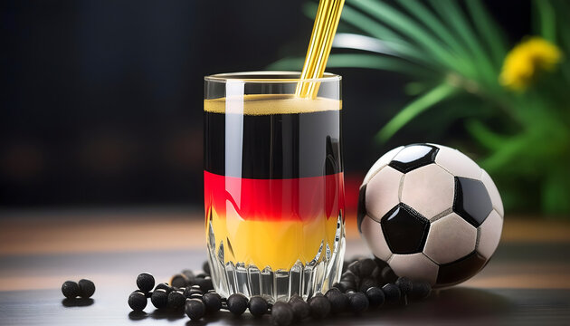 deutschland, photo, Getränk, cocktail, in, den, Farben, der, deutschen, flagge, neu, close up, fussball, europameisterschaft, meisterschaft, fahne, drink, schwarz, rot, gold, ball, copy space, glas, 