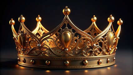 render of an opulent gold crown with intricate details and luxurious appearance