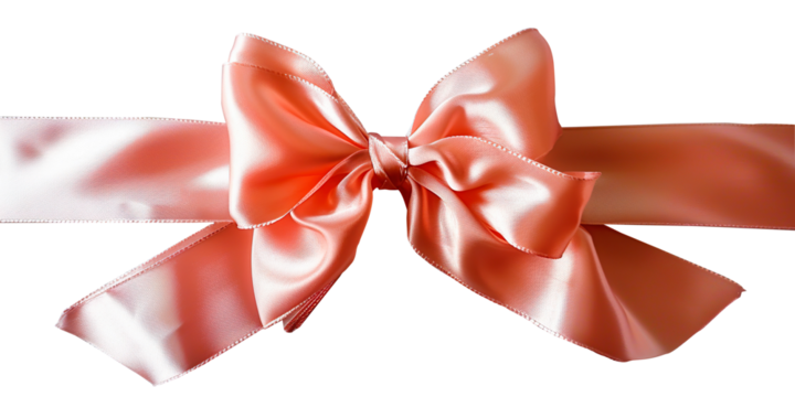 Simple pink bow for a gift, anniversary, Christmas, or Mother's Day. Transparent background, PNG format