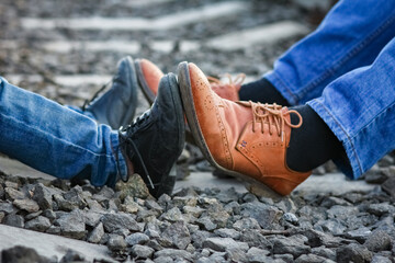 feet father and son cowboy shoes