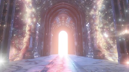 Fototapeta premium Ornate crystal gate with magical patterns, leading to another dimension